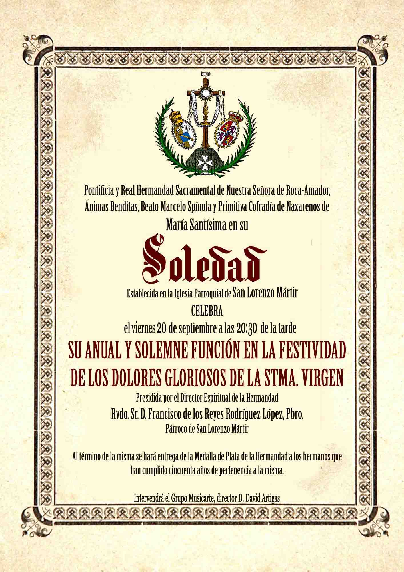 Convocatoria Solemne Función de los Dolores Gloriosos 2019